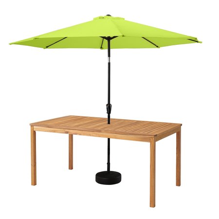Alaterre Furniture 6 Piece Set, Okemo Table with 4 Chairs, 10-Foot Auto Tilt Umbrella Lime Green ANOK01RD04S4